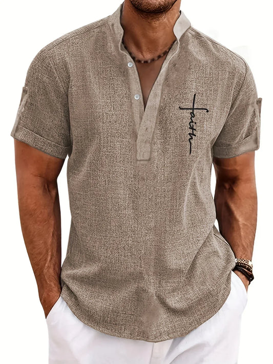 Albaicín - Camisa elegante de manga corta y cuello alto